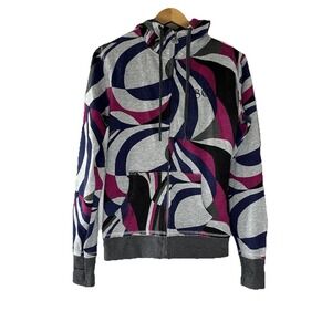 686 Women's Hoodie Sweatshirt Full Zipper Front Geometric Print‎ Multicolored M
